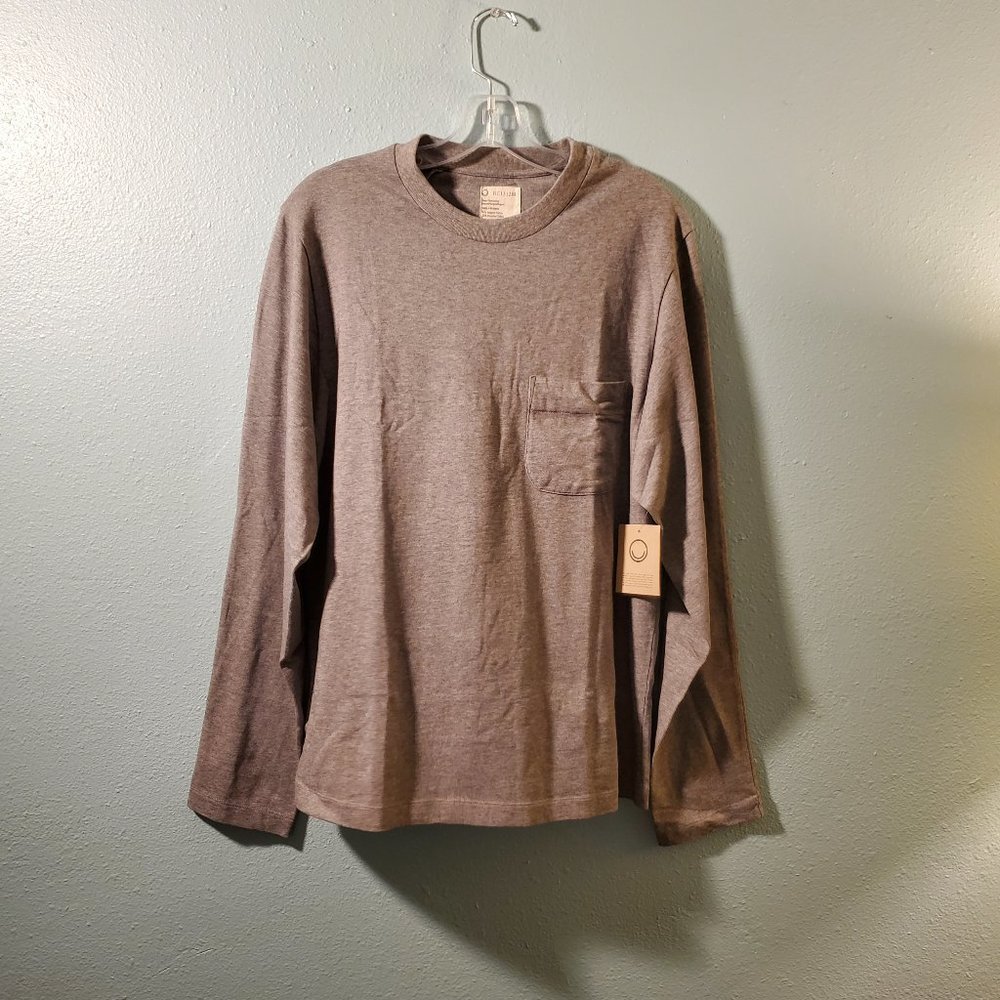 NWT For Days Organic & Recycled Cotton Mock Long Sleeve Pocket Tee L